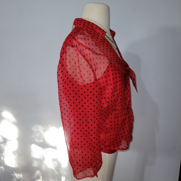 100% Vintage Silk Polka Dot Top - Picture 6 of 7